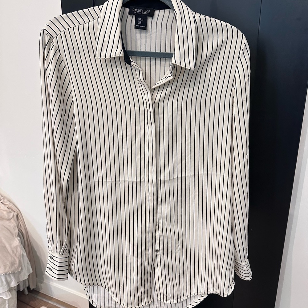 Rachel Zoe Cream and Black Striped Shirt